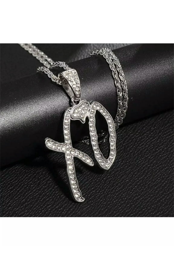 Delicate Xo Cubic Zirconia Inlaid Iron Chain Necklace Sparkly Necklace Party-default