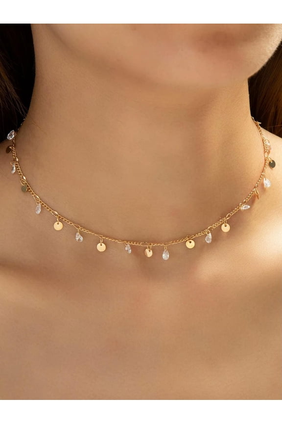 Disc Charm Choker Dainty Necklace Novelty Necklace Creative Necklace-default