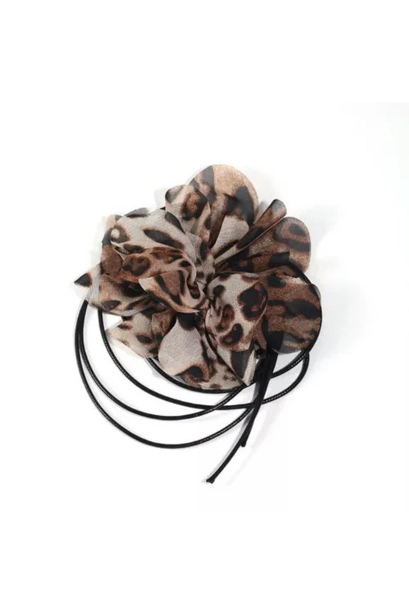 Drawstring Leopard Print Flower Choker Elegant Tassel Necklace Fashion-01