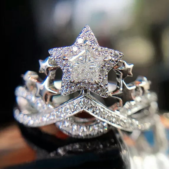 QQTDFG Elegant 925 Silver Cubic Zirconia Rings Women Wedding Engagement Jewelry Sz 6-10-#5-6