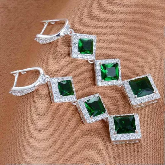 QQTDFG Elegant Stud Drop Earrings Women Cubic Zirconia 925 Silver Wedding Jewelry Gift-#8