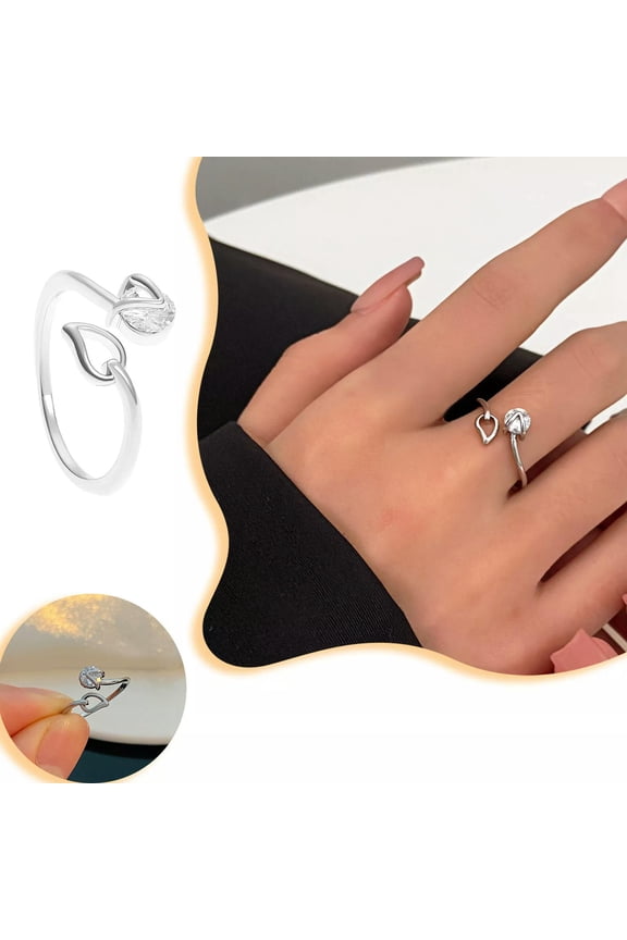 Encrusted Bow Ring Fashion Temperament Design Hollow Leaf Index Finger-default