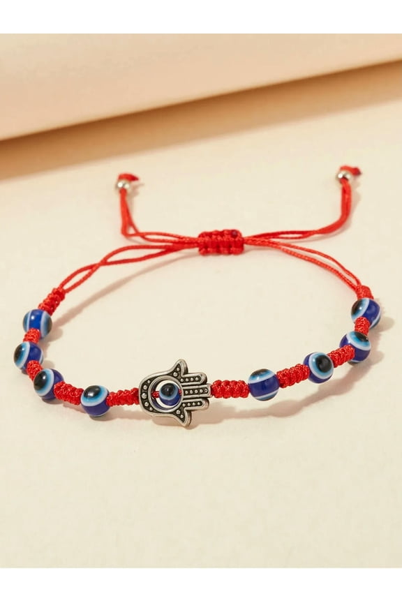 Evil Eye & Hand Decor Beads Red String Bracelet Women Bracelet Stackable-default