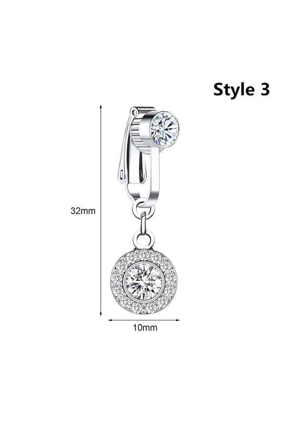 Fake Belly Button Ring Non Piercing CZ Dangle Navel Piercing for Women Jewelry-Style 3
