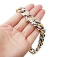 thumbnail image 1 of QQTDFG Fashion 13/15mm 316L Stainless Steel Cuban Curb Chain Mens Bracelet Bangle 7-11"-11 inch-13mm-Silver&Gold, 1 of 7