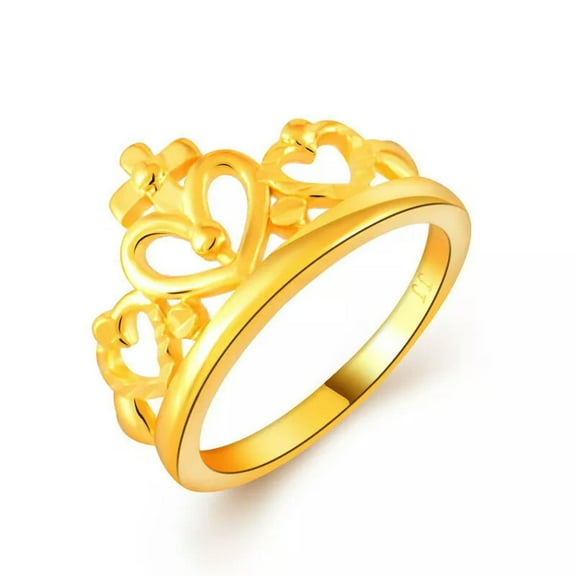 QQTDFG Fashion 24K Yellow Gold Plated Noble Crown Women's Accessories Ring Size 8-default