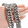 thumbnail image 1 of QQTDFG Fashion 9/11/13/16/20/22mm Curb Cuban Link Chain Stainless Steel Mens Necklace-Silver-20mm-11inch Bracelet, 1 of 6