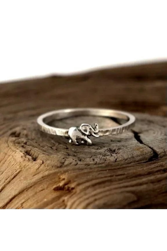 Fashion 925 Silver Elephant Ring for Men Women Punk Party Jewelry Gift Size 6-10-#1-6