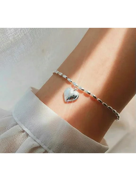 Fashion 925 Silver Plated Curb Chain Bracelet Bangle Charm Women Party Jewelry-# 6