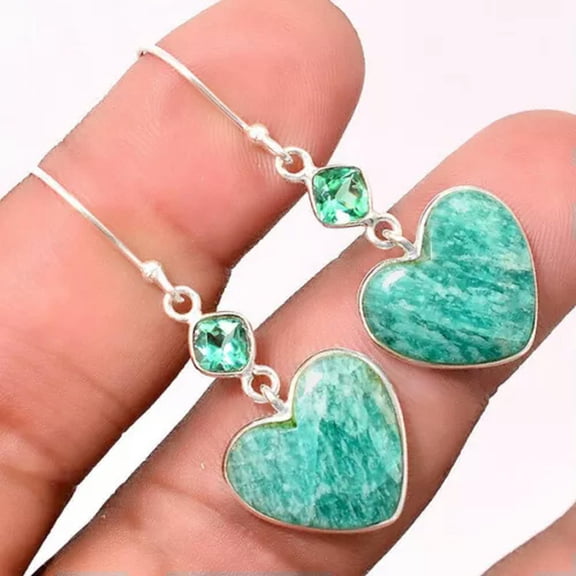 QQTDFG Fashion 925 Silver Turquoise Earrings Ear Hook Women Wedding Dangle Drop Jewelry-#2