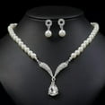thumbnail image 1 of QQTDFG Fashion 925 Silver Women White Pearl Necklace Drop Earrings Wedding Jewelry Set-#3, 1 of 6