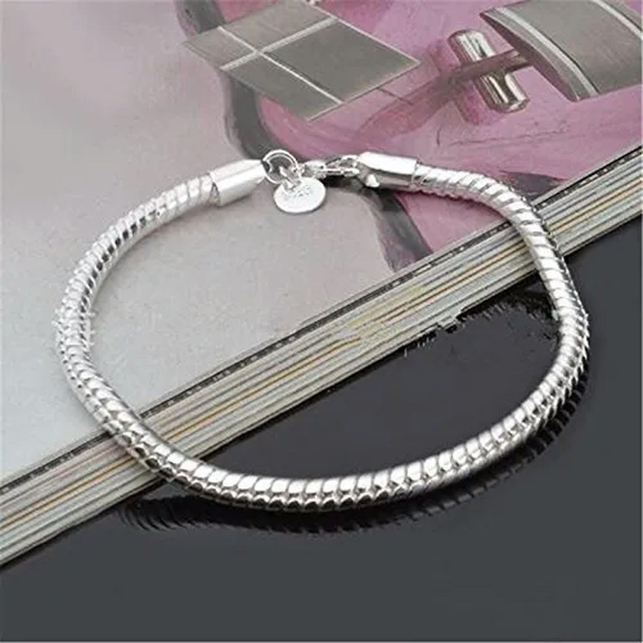 QQTDFG Fashion 925Sterling Silver 3mm 8