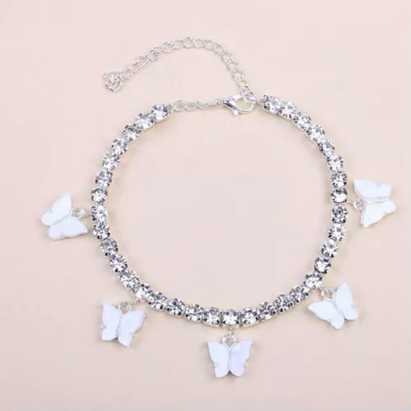 QQTDFG Fashion Butterfly Ankle Bracelet Women 925 Silver Chain Foot Beach Jewelry-#1