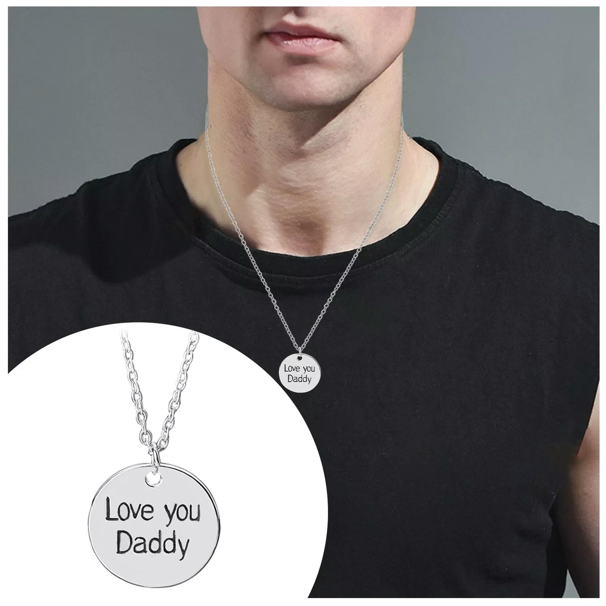 QQTDFG Fashion Creative Father's Day Gift Daddy Round Pendant Necklace Father's Day-default