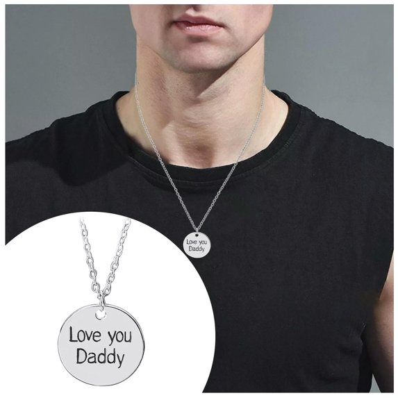 QQTDFG Fashion Creative Father's Day Gift Daddy Round Pendant Necklace Father's Day-default
