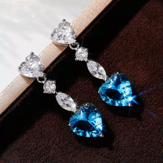 QQTDFG Fashion Cubic Zirconia Dangle Drop Earrrings Women 925 Silver Jewelry Gift-#2