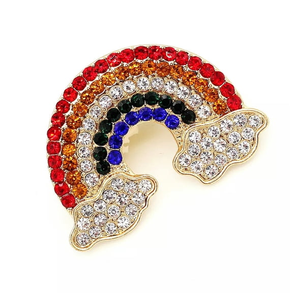 QQTDFG Fashion Jewelry Multi-Color Crystal Rhinestone Rainbow Cloud Charm Brooch Pin -default