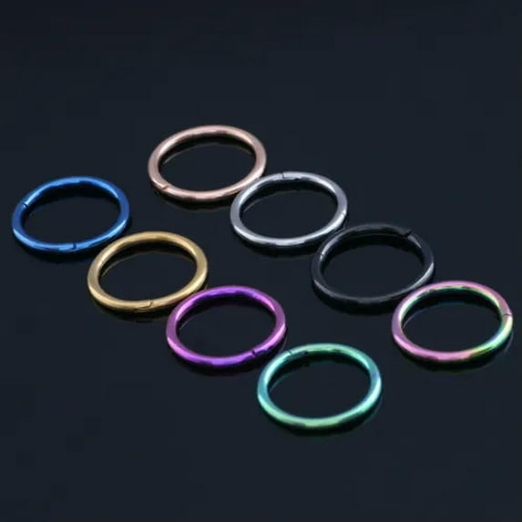 QQTDFG Fashion Surgical Steel Double Stack Hoop Clicker Nose Ear Hinged Tragus Ring s01-Blue-10mm-16g (1.2 mm)
