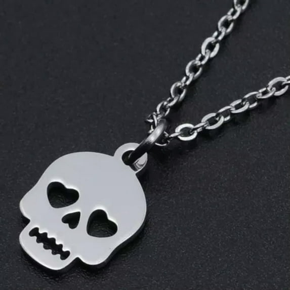 QQTDFG For Halloween Stainless Steel Pendant Necklace Lobster Skull Silver 16" Z600-Silver