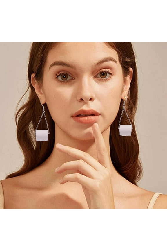 Fun Simulation Toilet Paper Earrings Toilet Paper Toilet Paper Earrings Jewelry-default
