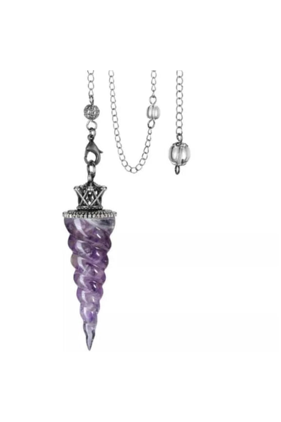 Gemstone Rock Healing Crystal Amulet Natural Crystal Chip Stones Pendulums-Silver Amethyst