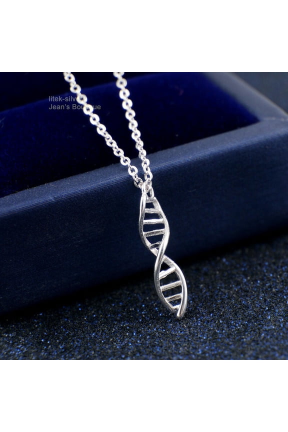 Genuine 925 Sterling Silver Genomics DNA Charm Pendant Necklace Jewelry A2811-default