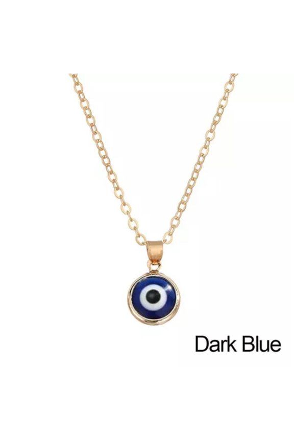 Gifts Ornament Jewelry Necklace Blue Eyes Evil Eye Pendant Neck Chain-Dark Blue