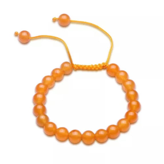 QQTDFG Glass Stone Beads Bracelet Adjustable Size 7MM Lace Up Clasp L532-Orange