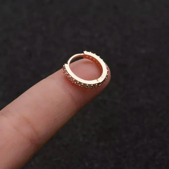 QQTDFG Gold Rosegold Body Jewelry Nose Ring Huggie Hoop Earring CZ Ear Piercing-Rose gold 10mm