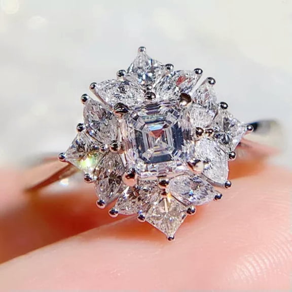 QQTDFG Gorgeous Women 925 Silver Rings Cubic Zirconia Wedding Jewelry Size 6-10-#6-8