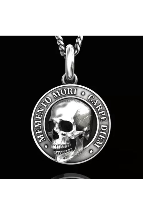 Gothic 925 Silver Skull Necklace Punk Women Men Party Band Jewelry Gift-#1