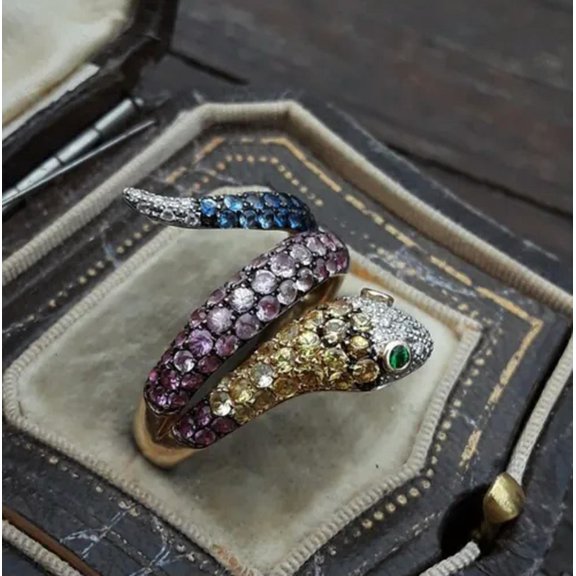 QQTDFG Gothic Snake Rings Women Fashion Punk Jewelry Party Personality Rings Size 6-10-6-#6