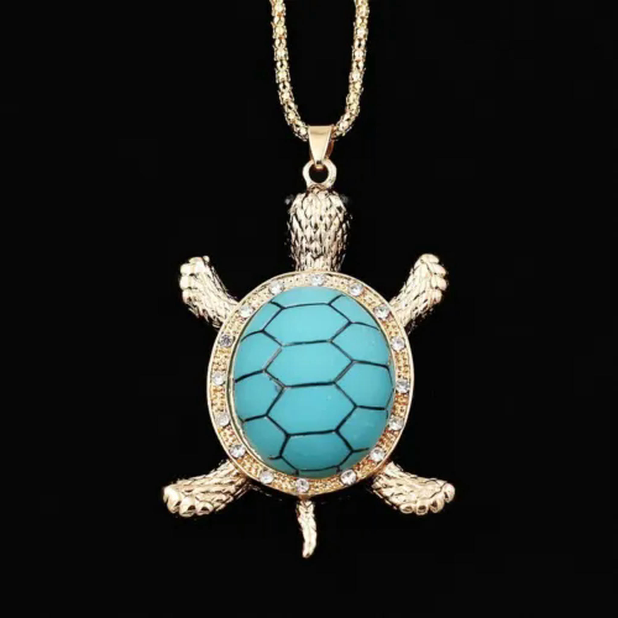 Turtle Chain QQTDFG Green Blue Crystal Resin Turtle Tortoise Animal Necklace Chain ...