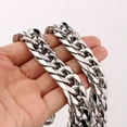 thumbnail image 1 of QQTDFG HEAVY 20mm Silver Cut Curb Cuban Link Chain 316L Stainless Steel Men's Necklace-Silver-16mm-9 inch, 1 of 2