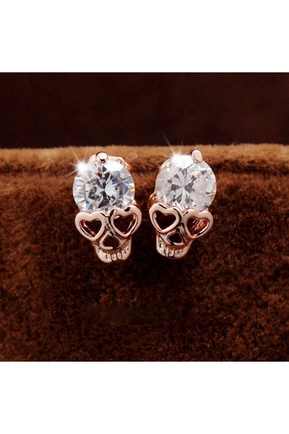 Halloween Skeleton Rhinestone Earrings Thin Dangle Skeleton Elegant Rhinestone-default