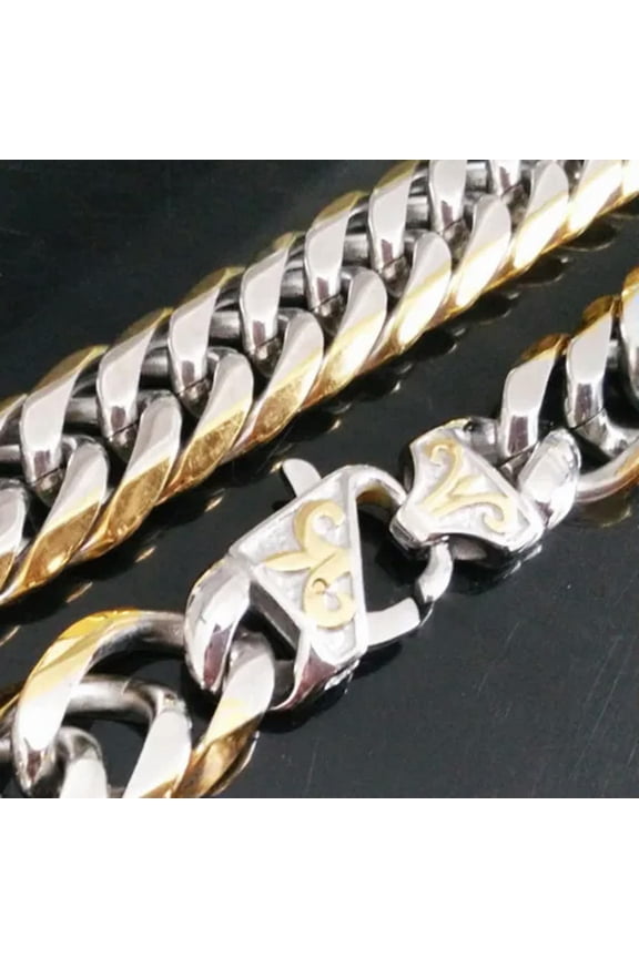 Heavy 13/16mm 316L Stainless Steel Solid Cuban Chain Curb Mens Necklace Bracelet-16mm-9inch bracelet-Silver Gold
