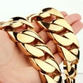 thumbnail image 1 of QQTDFG Heavy Stainless Steel Gold/Silver Curb Cuban Chain Necklace Mens Cool Jewelry-Gold-7inch bracelet, 1 of 7