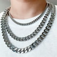 thumbnail image 1 of QQTDFG Heavy Stainless Steel Silver Chain Cuban Curb Womens Mens Necklace 9/11/13/15mm-Silver-9mm-11 inch Bracelet, 1 of 9