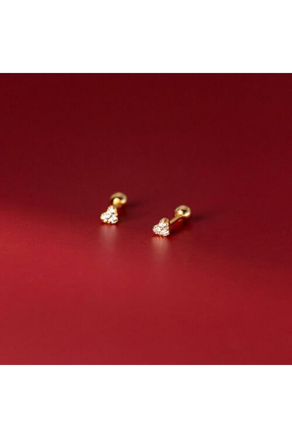 Helix Tragus Stud TINY Love Heart 925 Sterling Silver CZ Piercing Earrings A4186-Gold