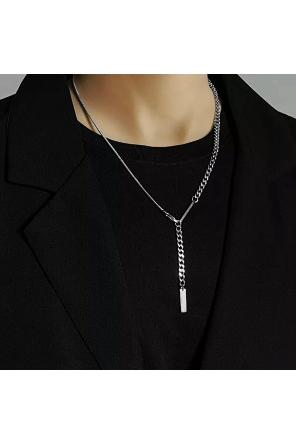 Hip Hop Super Cool Titanium Steel Snake Bone Pendant Splicing Necklaces for Men-default