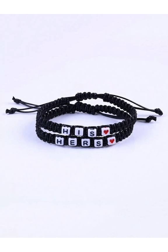 His & Hers Heart Shaped Adjustable Couple Bracelet Fashion Jewelry Accessories-default