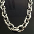 thumbnail image 1 of QQTDFG Huge 24" 15mm Silver 316L Stainless Steel Rolo Oval Link Men's Chain Necklace-default, 1 of 9