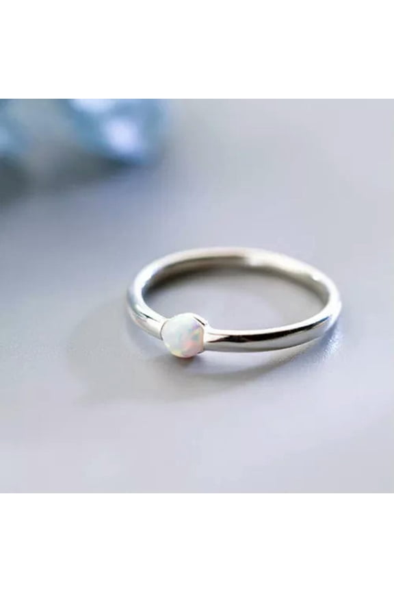 Imitation Opal 925 Sterling Silver Knuckle Midi Thin Dainty Pinkie Ring A3256-5