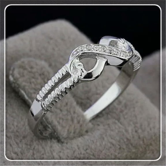 QQTDFG Infinity Women 925 Silver Wedding Rings Jewelry Cubic Zirconia Ring Size 6-10-7
