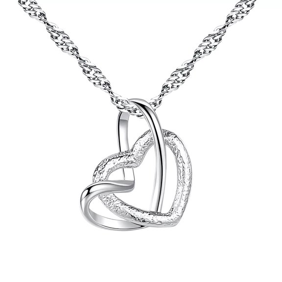QQTDFG Interlockings Heart Necklace Mother Daughter Forever Linked Together Elegant-default