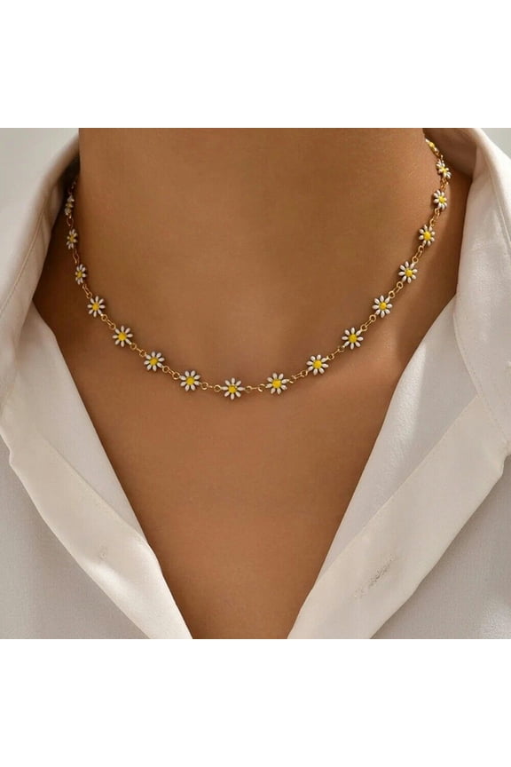 Jewelry Flower Daisy Clavicle Chain Necklace Decoration Jewelry Gift-default