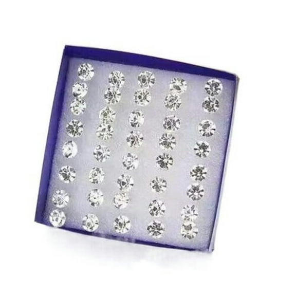 QQTDFG Jewelry Rhinestone Earrings Rhinestone Crystal Round Stud Earrings Ear-White-6MM
