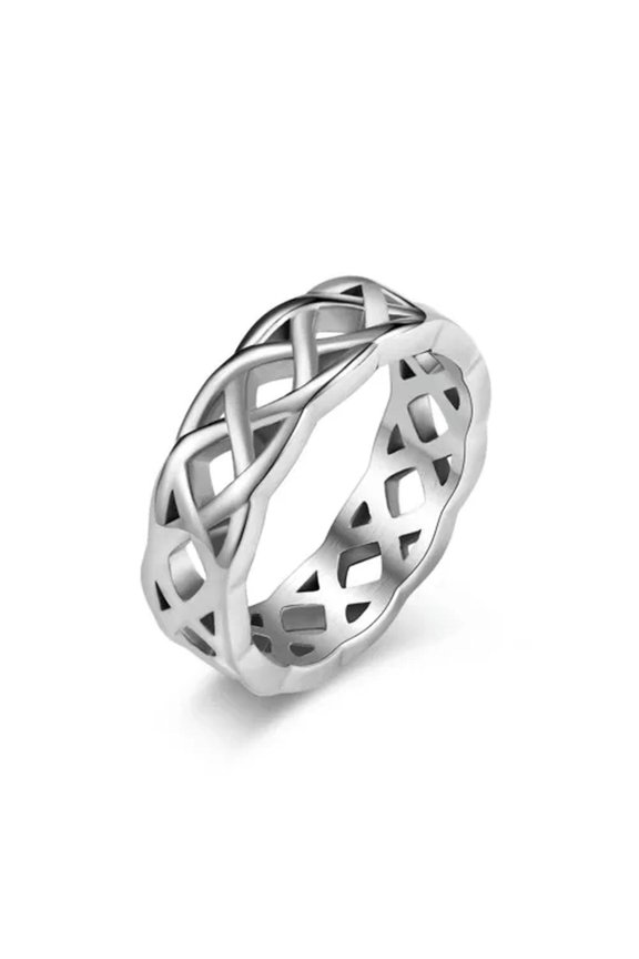Knot Rings for Men Women 7mm Irish Band Ring Stainless Steel Gold Plated-Silver-7