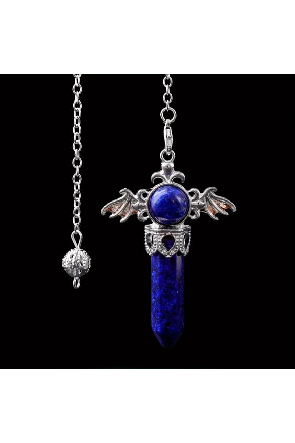 Lapis lazuli Gems Angel Wings Pendulum Necklace Magic Reiki Healing Amulet-default