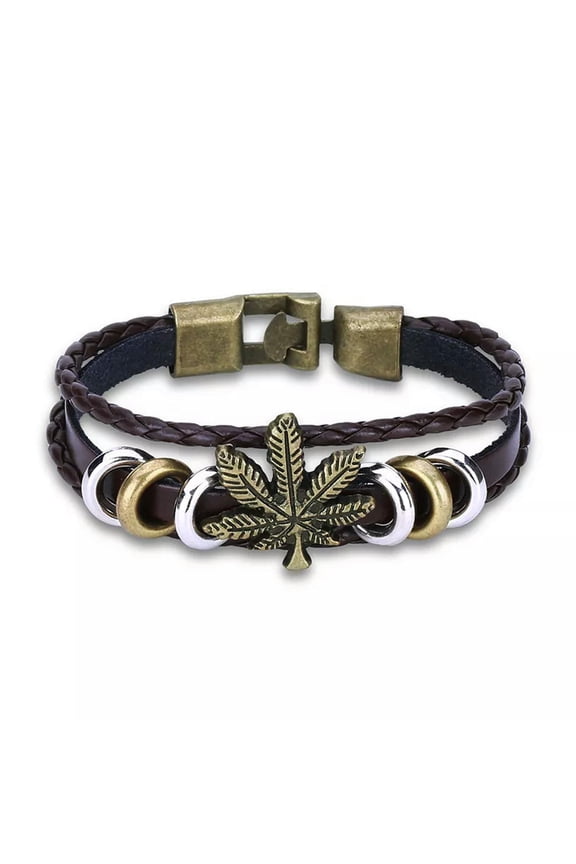 Leather Bracelet Handmade 8 Inches 18MM Hook L493-default